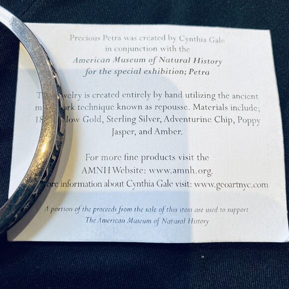 Cynthia Gale Sterling Bangle Bracelet American Museum Of Natural History Petra - Picture 6 of 6